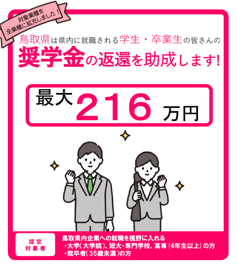 奨学金の返還を助成します！